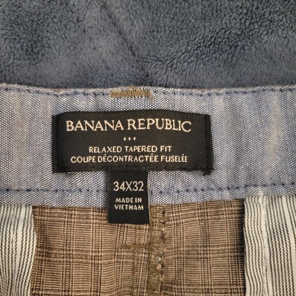 Banana Republic Men's 34x32 Brown Relaxed Tapered Fit Dress Pants - Picture 4 of 4